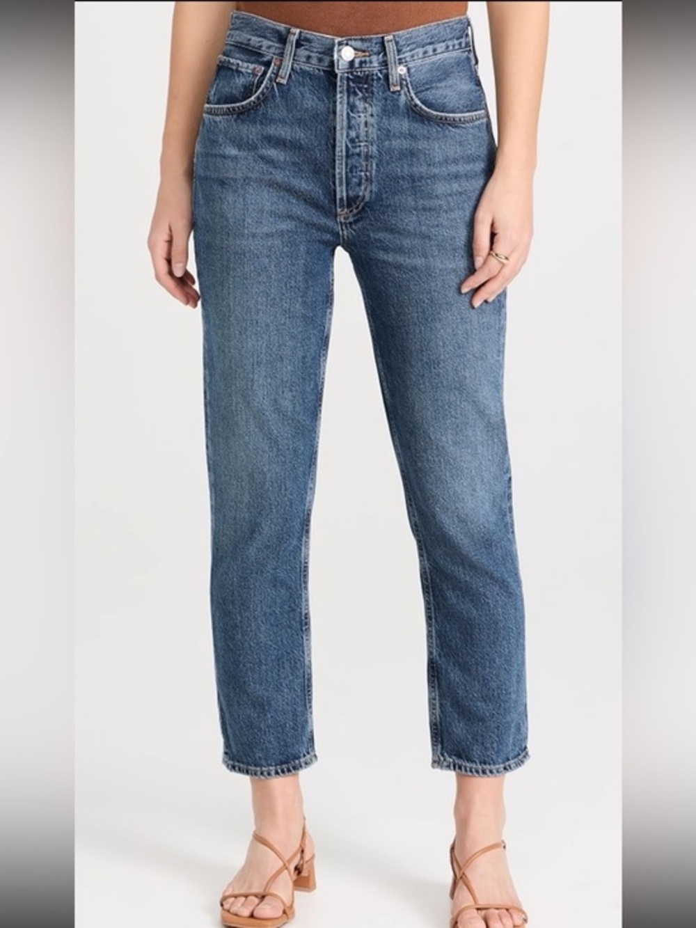 AGOLDE Riley Crop High Rise Straight Jeans Blue Size 26